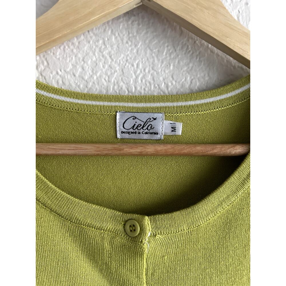 Cielo Key Lime Green Color Button Front Cardigan - Picture 2 of 4